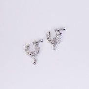 Nose Pin - Traditional Swan Shaped Rhodium Plated Combo Nose Pins - Opal Touch