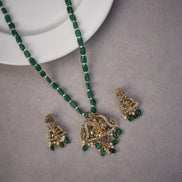Locket Set - Traditional Temple Beaded Locket with Kanha Pendant & Earrings - Opal Touch