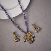 Locket Set - Traditional Temple Beaded Locket with Kanha Pendant & Earrings - Opal Touch