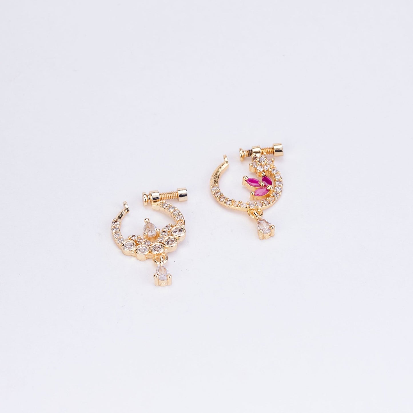 Nose Pin - Tri - Floral Combo Gold Plated Nose Pins - Opal Touch