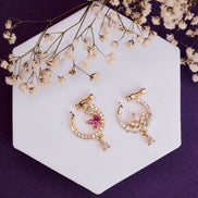 Nose Pin - Tri - Floral Combo Gold Plated Nose Pins - Opal Touch