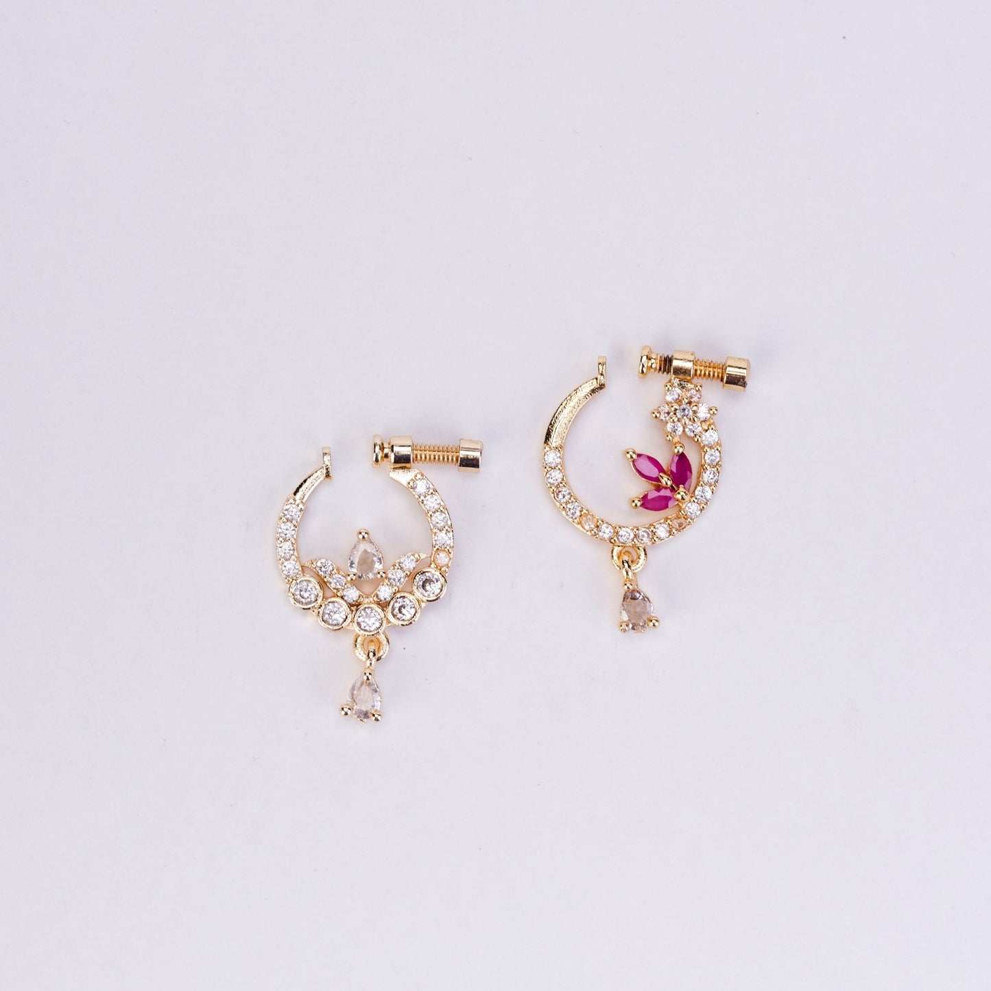 Nose Pin - Tri - Floral Combo Gold Plated Nose Pins - Opal Touch