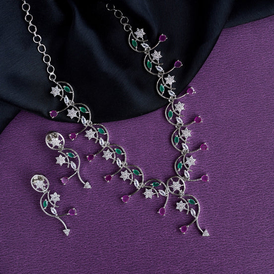 Necklace - Tri - Tone Elegance Necklace - Opal Touch