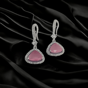 Opal Touch - Triangle Rhodium Hook Back Earrings - Earrings
