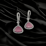 Opal Touch - Triangle Rhodium Hook Back Earrings - Earrings