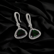 Opal Touch - Triangle Rhodium Hook Back Earrings - Earrings