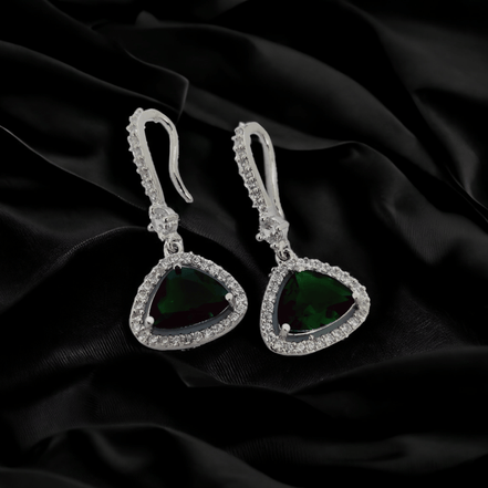 Opal Touch - Triangle Rhodium Hook Back Earrings - Earrings
