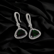 Opal Touch - Triangle Rhodium Hook Back Earrings - Earrings
