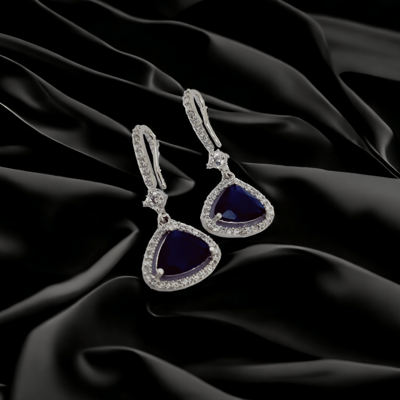 Opal Touch - Triangle Rhodium Hook Back Earrings - Earrings