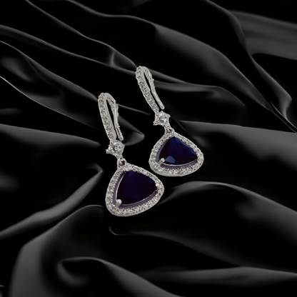 Opal Touch - Triangle Rhodium Hook Back Earrings - Earrings