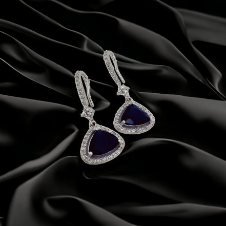 Opal Touch - Triangle Rhodium Hook Back Earrings - Earrings