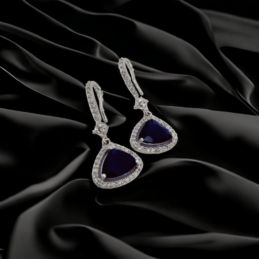 Opal Touch - Triangle Rhodium Hook Back Earrings - Earrings