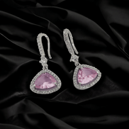 Opal Touch - Triangle Rhodium Hook Back Earrings - Earrings