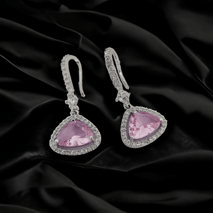 Opal Touch - Triangle Rhodium Hook Back Earrings - Earrings