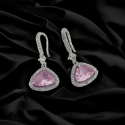 Opal Touch - Triangle Rhodium Hook Back Earrings - Earrings