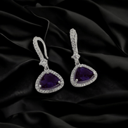 Opal Touch - Triangle Rhodium Hook Back Earrings - Earrings