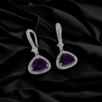 Opal Touch - Triangle Rhodium Hook Back Earrings - Earrings