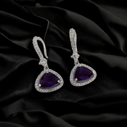 Opal Touch - Triangle Rhodium Hook Back Earrings - Earrings