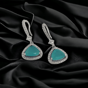 Opal Touch - Triangle Rhodium Hook Back Earrings - Earrings
