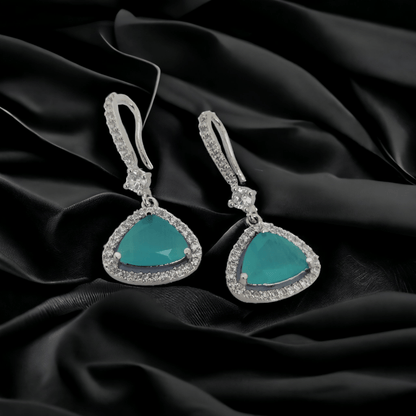 Opal Touch - Triangle Rhodium Hook Back Earrings - Earrings