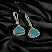 Opal Touch - Triangle Rhodium Hook Back Earrings - Earrings