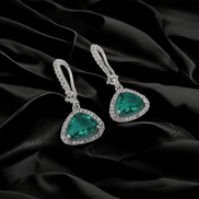 Opal Touch - Triangle Rhodium Hook Back Earrings - Earrings