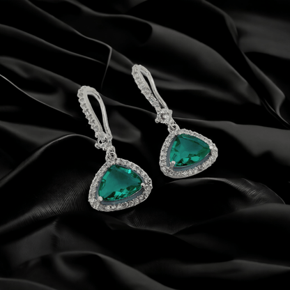 Opal Touch - Triangle Rhodium Hook Back Earrings - Earrings