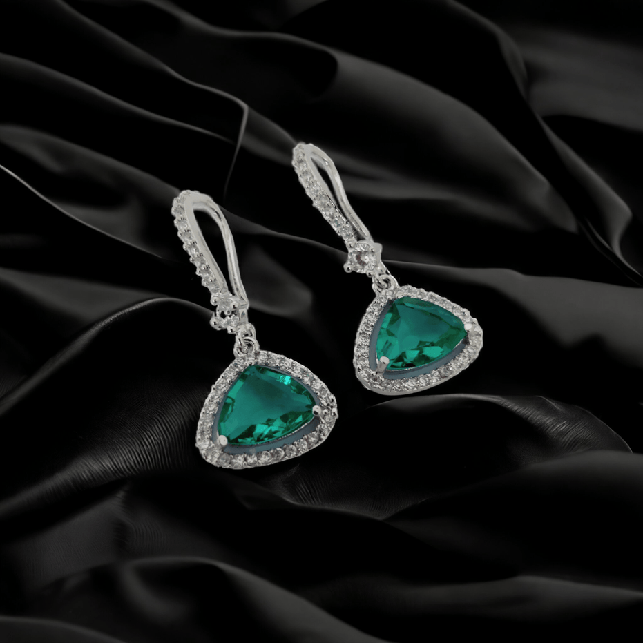 Opal Touch - Triangle Rhodium Hook Back Earrings - Earrings
