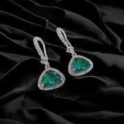Opal Touch - Triangle Rhodium Hook Back Earrings - Earrings