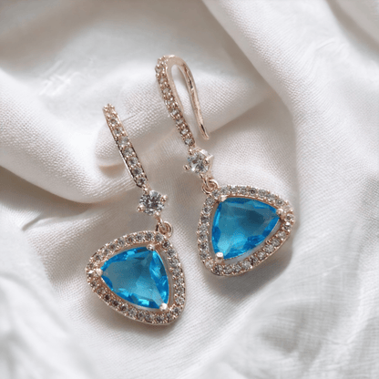 Opal Touch - Triangle Rose Gold Hook Back Earrings - Earrings