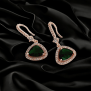 Opal Touch - Triangle Rose Gold Hook Back Earrings - Earrings