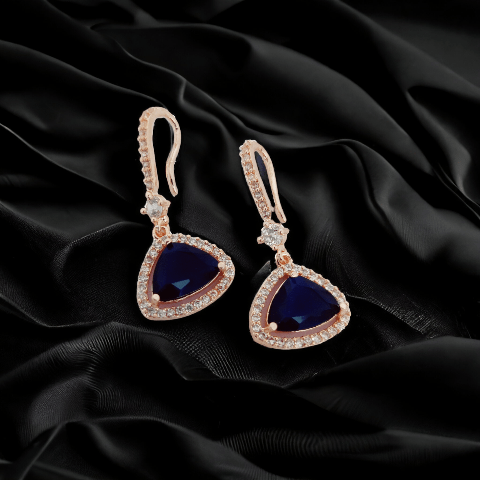 Opal Touch - Triangle Rose Gold Hook Back Earrings - Earrings