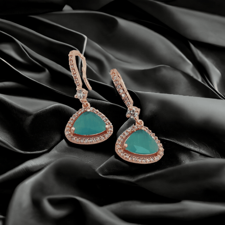 Opal Touch - Triangle Rose Gold Hook Back Earrings - Earrings