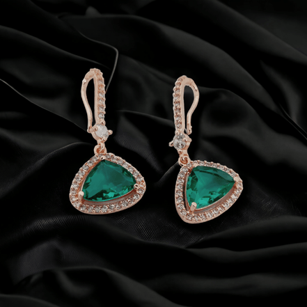 Opal Touch - Triangle Rose Gold Hook Back Earrings - Earrings