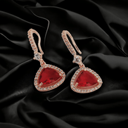 Opal Touch - Triangle Rose Gold Hook Back Earrings - Earrings