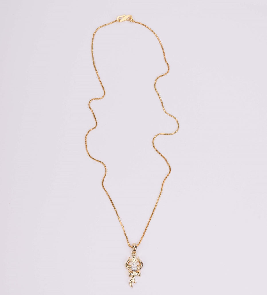 Locket Set - Trishul Mahadev Gold Plated Locket Set - Opal Touch