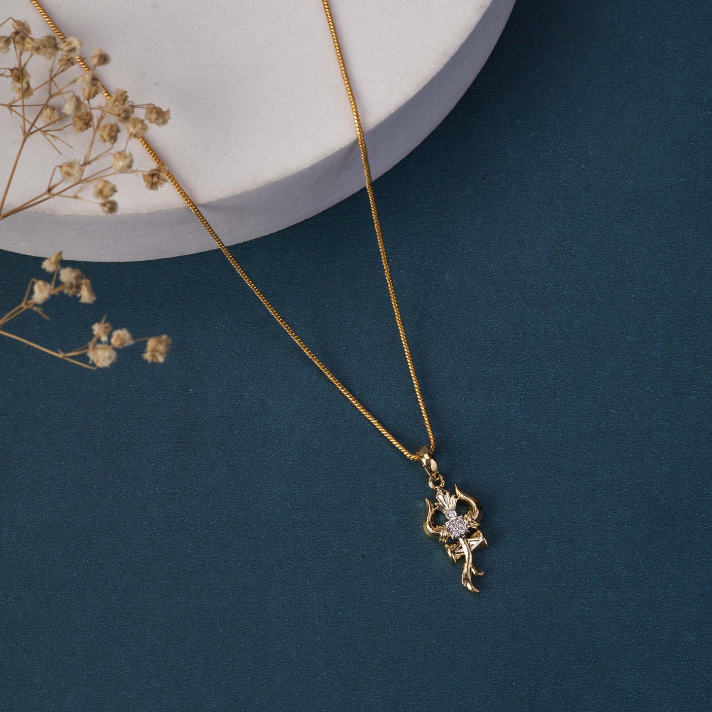 Locket Set - Trishul Mahadev Gold Plated Locket Set - Opal Touch