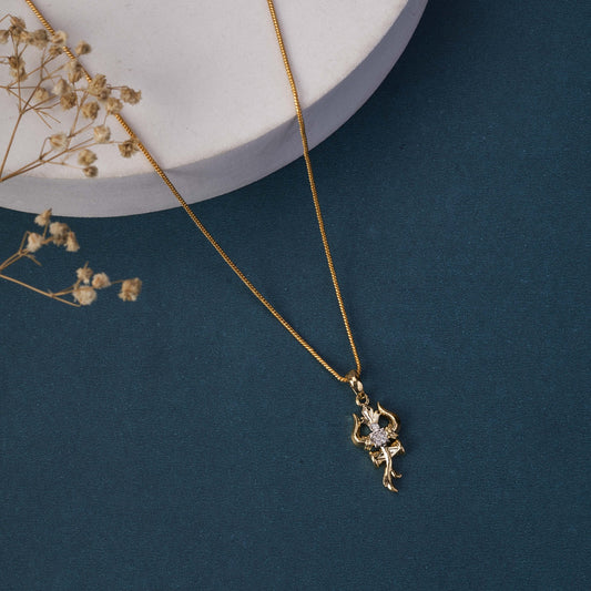 Locket Set - Trishul Mahadev Gold Plated Locket Set - Opal Touch