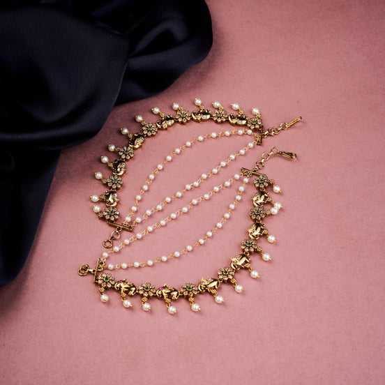 Kaan Chain - Tusker Bloom Pearl Hair Chains - Opal Touch