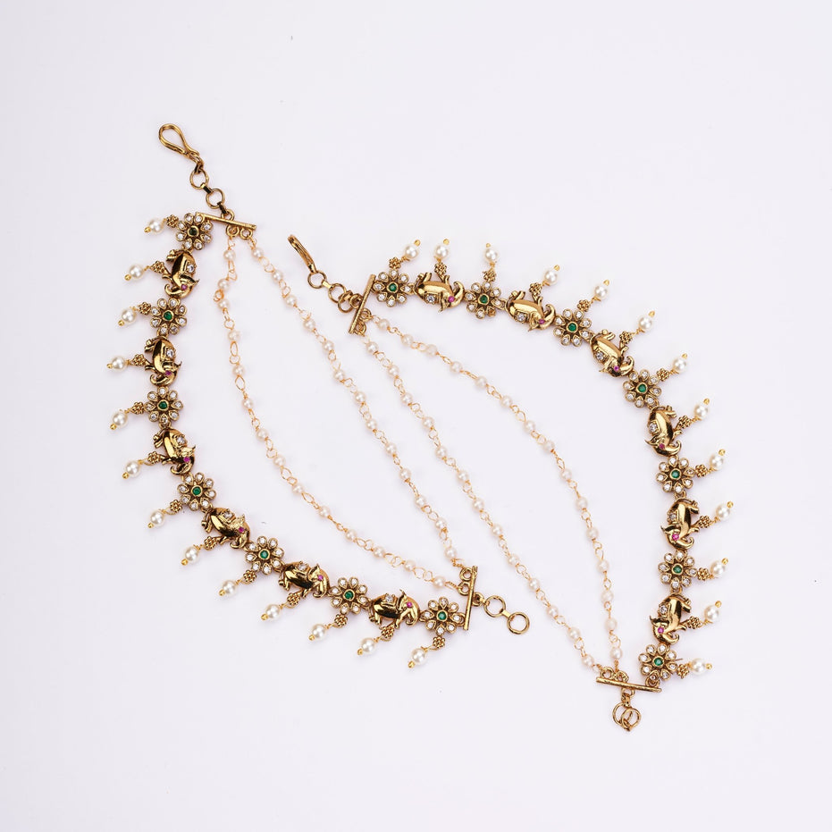 Kaan Chain - Tusker Bloom Pearl Hair Chains - Opal Touch