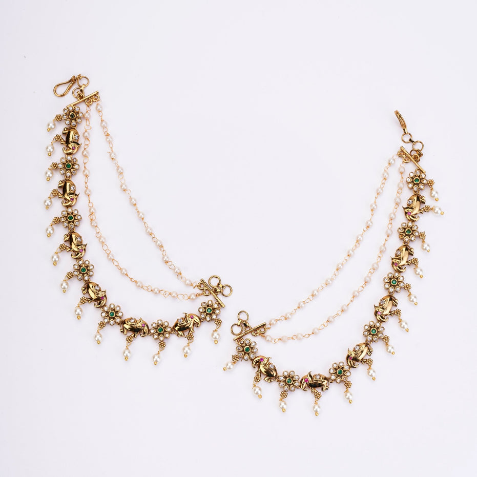 Kaan Chain - Tusker Bloom Pearl Hair Chains - Opal Touch