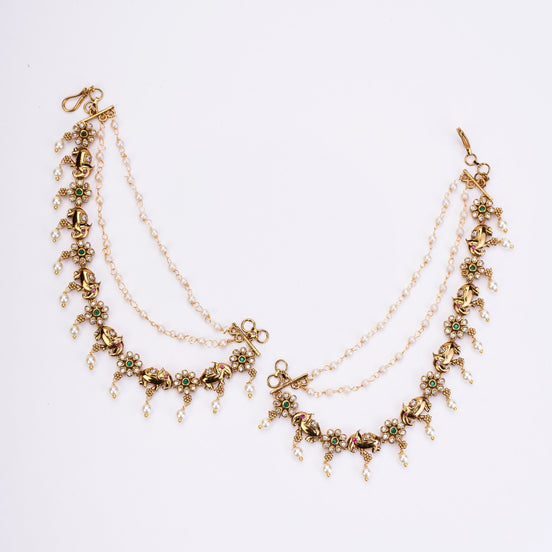 Kaan Chain - Tusker Bloom Pearl Hair Chains - Opal Touch