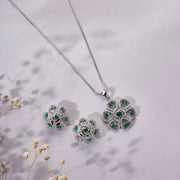 Locket Set - Twilight Blossom Rhodium Plated Locket Set - Opal Touch