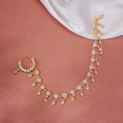 Twinkling Two Tone Elegant Nose Pin - Opal Touch