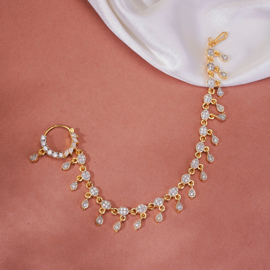 Twinkling Two Tone Elegant Nose Pin - Opal Touch