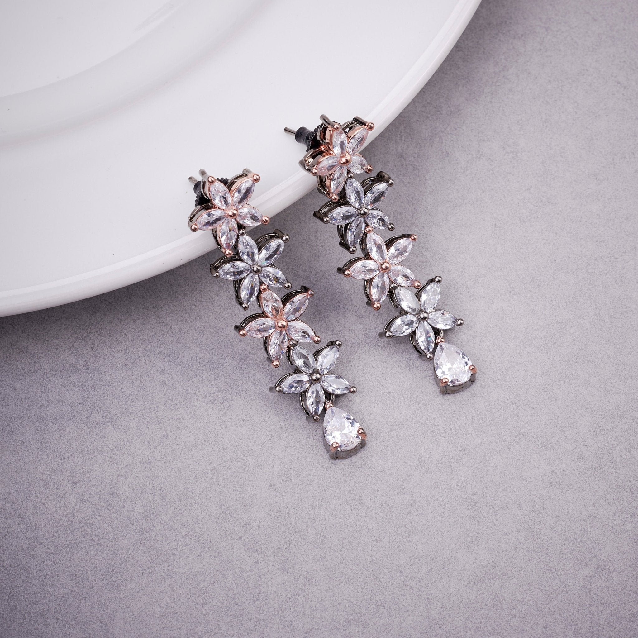 Opal Touch - Two-Tone Rose Silver Earrings - Earrings