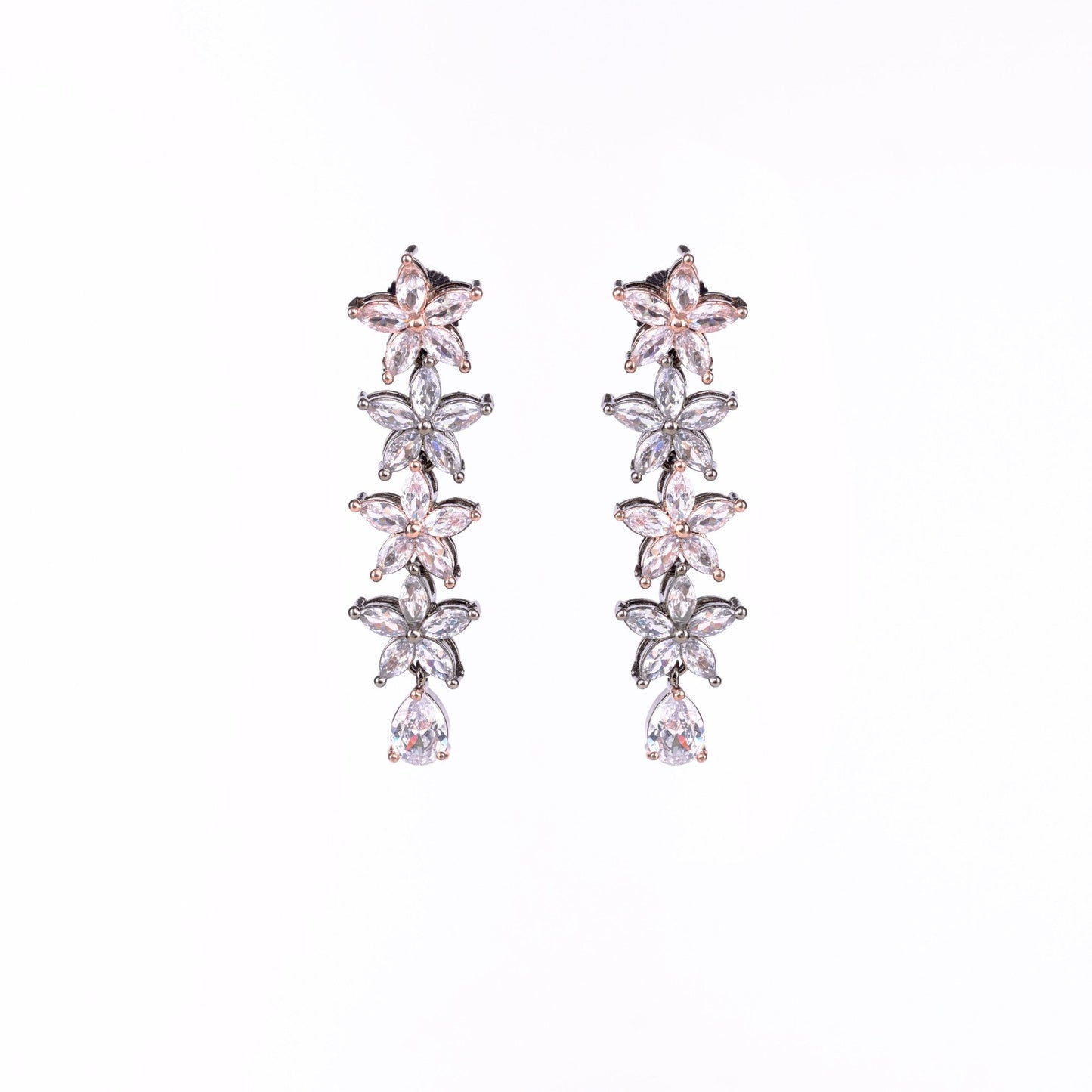 Opal Touch - Two-Tone Rose Silver Earrings - Earrings