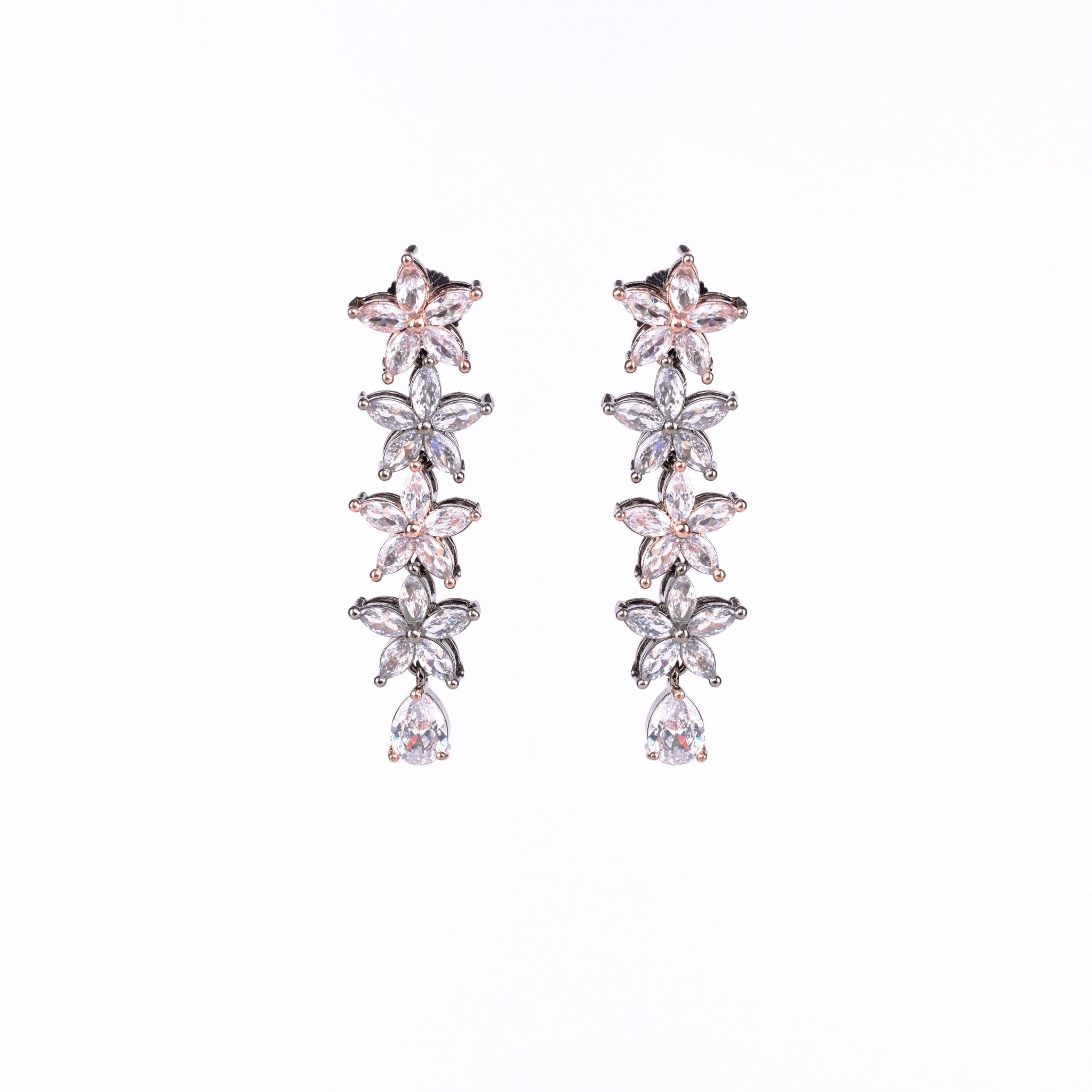 Opal Touch - Two-Tone Rose Silver Earrings - Earrings