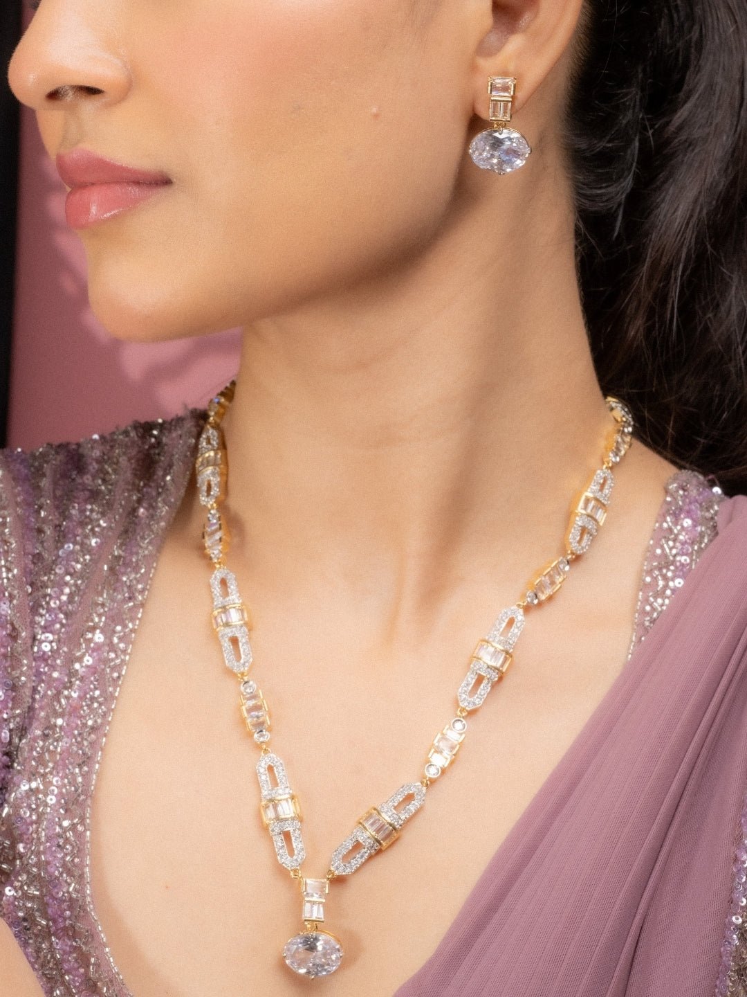 Two - Toned White Elegance Necklace - Opal Touch