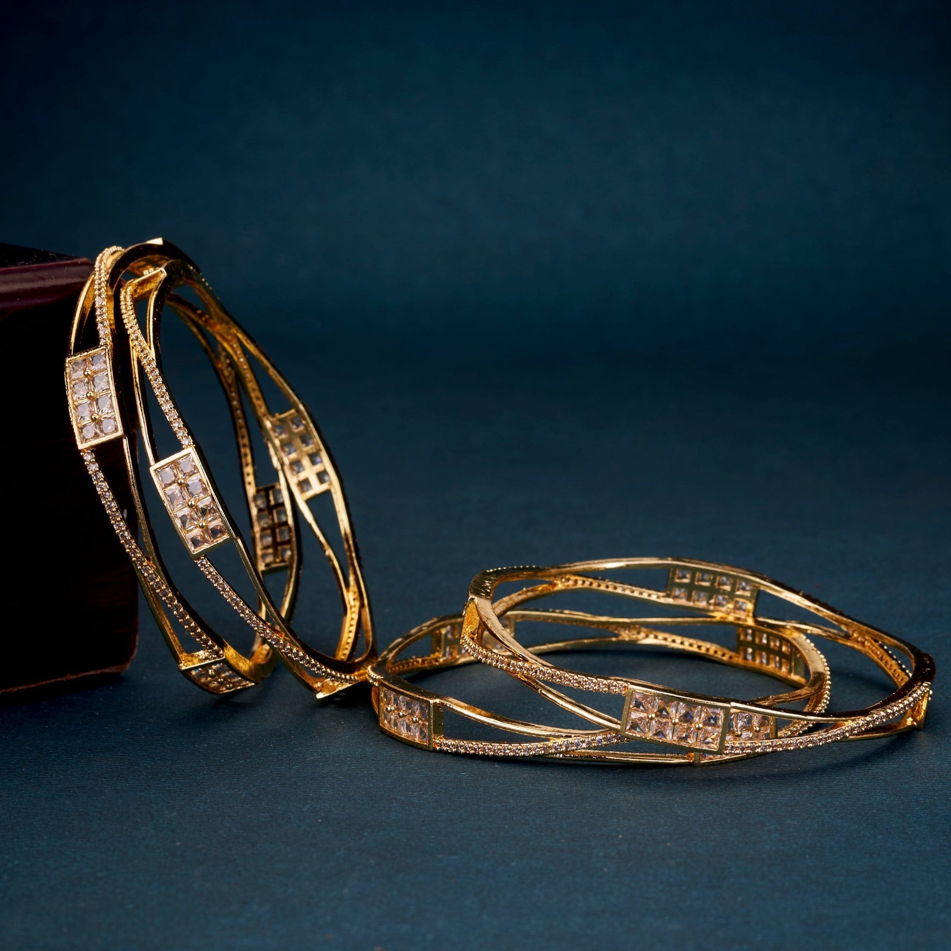 Bangles - Veloura Gold Plated Bangles - Opal Touch